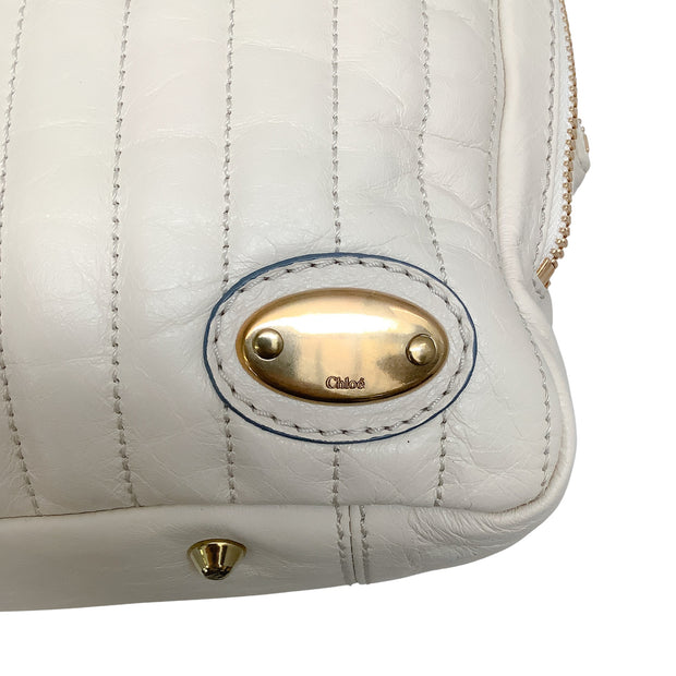 Chloe Ivory Leather Quilted Satchel