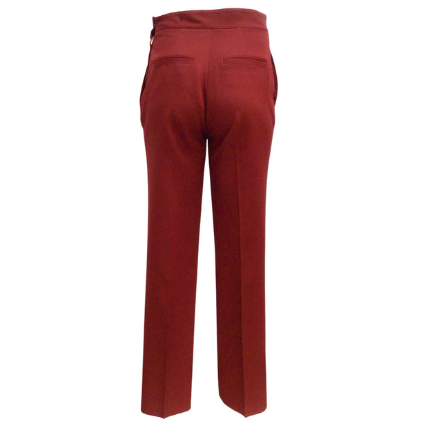 Hermès Rouge Jupiter Wool Gabardine Straight Fit Pants