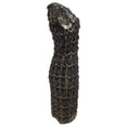 Load image into Gallery viewer, Talbot Runhof Black / Gold Tobanica Sequined Embellished Short Sleeved Midi Cocktail Dress
