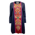 Load image into Gallery viewer, Mary Katrantzou Navy Blue Wool Collarless Coat With Multi Print
