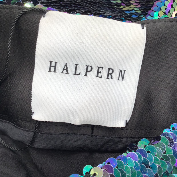 Halpern Multicolored Iridescent Hologram Sequined Flared Pants