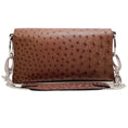 Load image into Gallery viewer, VBH Brown Ostrich Leather Manila Shift Shoulder Bag
