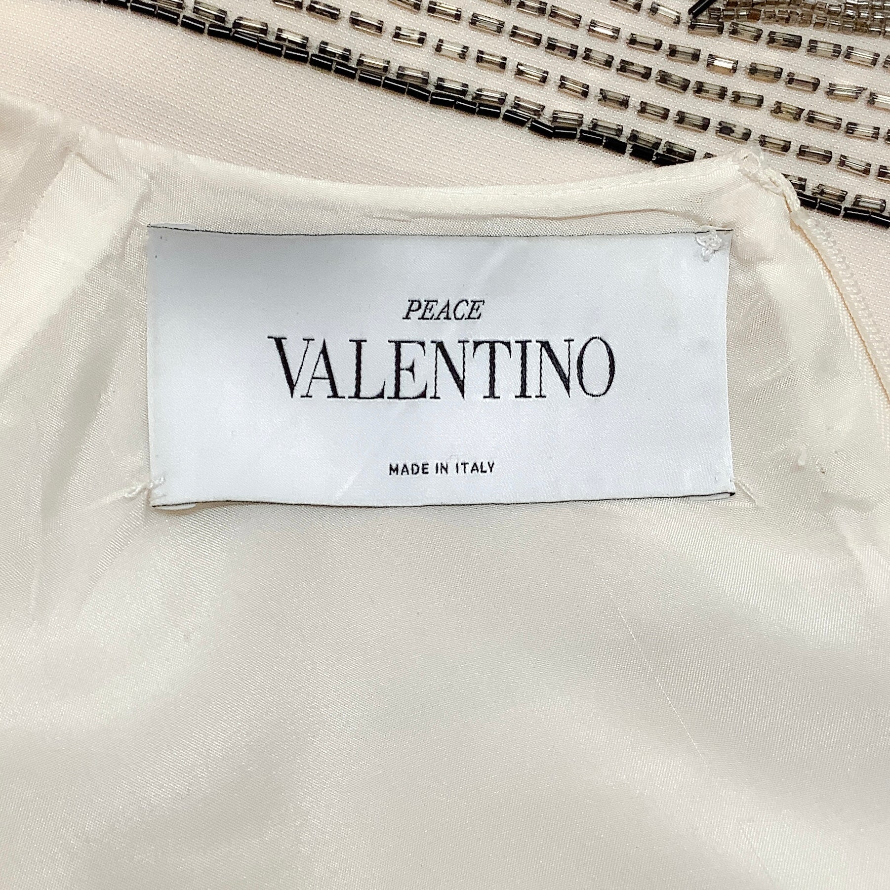 Valentino Cream Wool Sleeveless Peace Dress