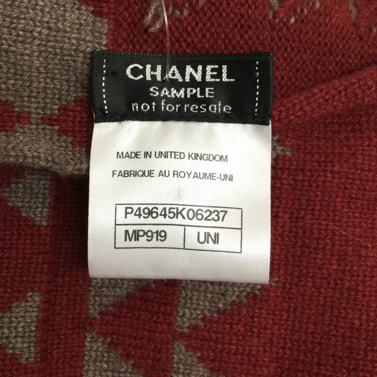 Chanel Burgundy / Camel Paris-Dallas Blanket Scarf/Wrap