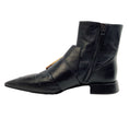 Load image into Gallery viewer, Jil Sander Black Leather Pointy Toe Gold Buckle Booties
