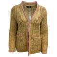Load image into Gallery viewer, Chanel 2017 Braided Trim Woven Knit Cardigan Gold Multi Sweater
