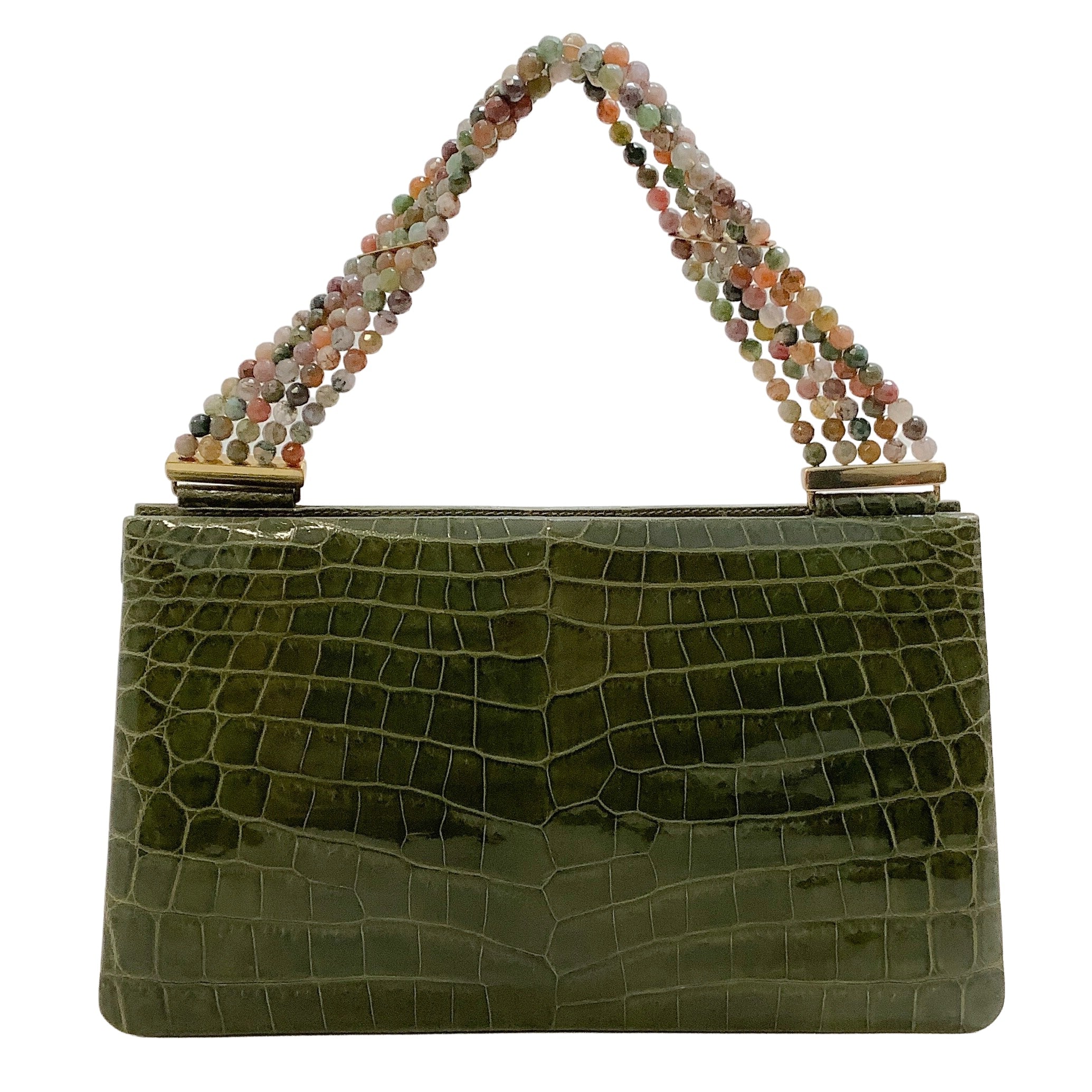 Darby Scott Spruce Green Crocodile Necklace Bag