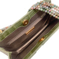 Load image into Gallery viewer, Darby Scott Spruce Green Crocodile Necklace Bag
