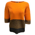 Load image into Gallery viewer, Jil Sander Short Sleeved Ribbed Knit Cashmere Orange / Charcoal Grey Sweater
