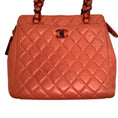 Load image into Gallery viewer, Chanel Vintage Orange Lambskin Leather Quilted Shoulder Bag with Tortoise Acrylic Hardware
