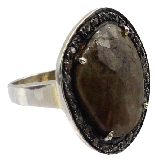 Brown Stone & Diamond Ring