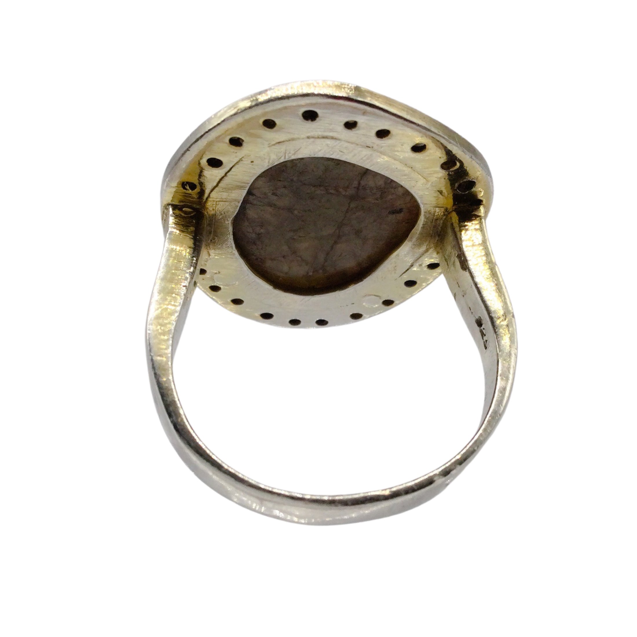 Brown Labradorite & Pave Diamond Ring