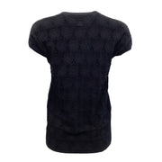 Chanel Black Cotton Textured Knit Short Sleeved Top