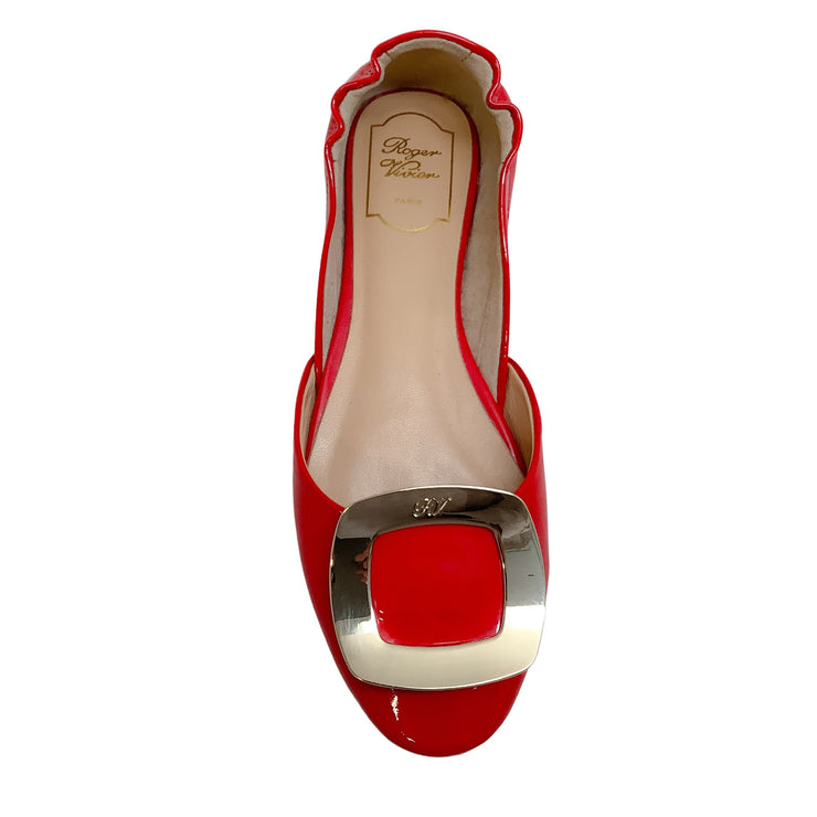 Roger Vivier Red Patent D'Orsay Ballerina Flats