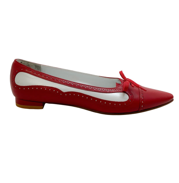 Manolo Blahnik Red / White Leather Vintage Flats