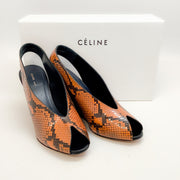 Celine Rust Python Peep Toe Wedges