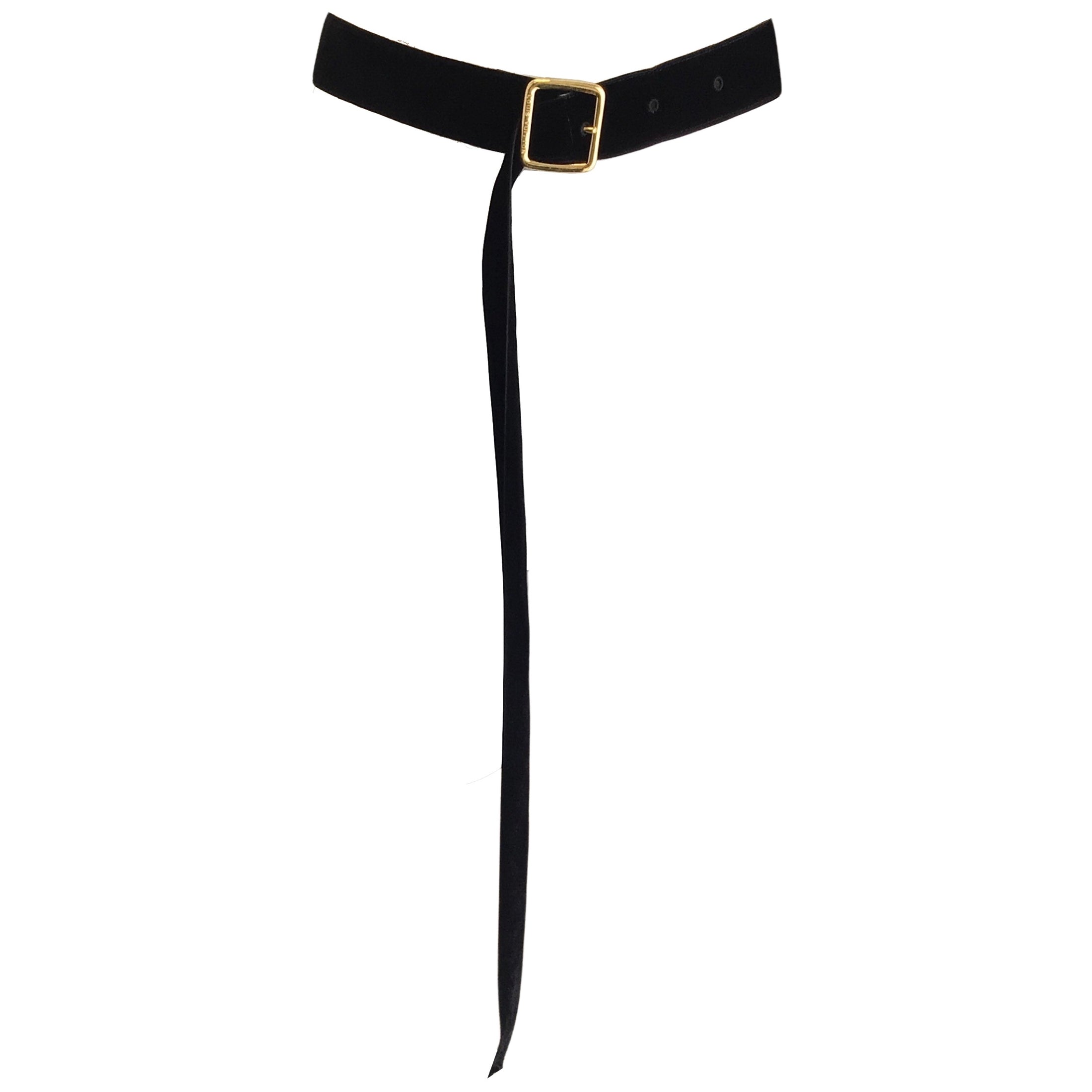 Louis Vuitton Black / Gold Buckle Velvet Belt