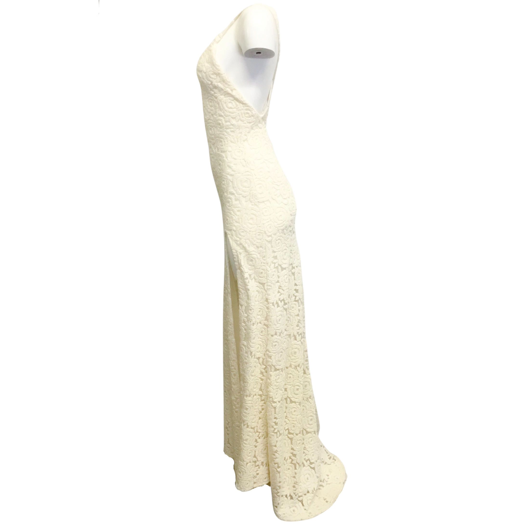 Redemption Ivory Lace Open Back Casual Maxi Dress