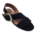 Load image into Gallery viewer, Michel Vivien Black Suede Traver Sandals
