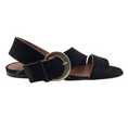 Load image into Gallery viewer, Michel Vivien Black Suede Traver Sandals
