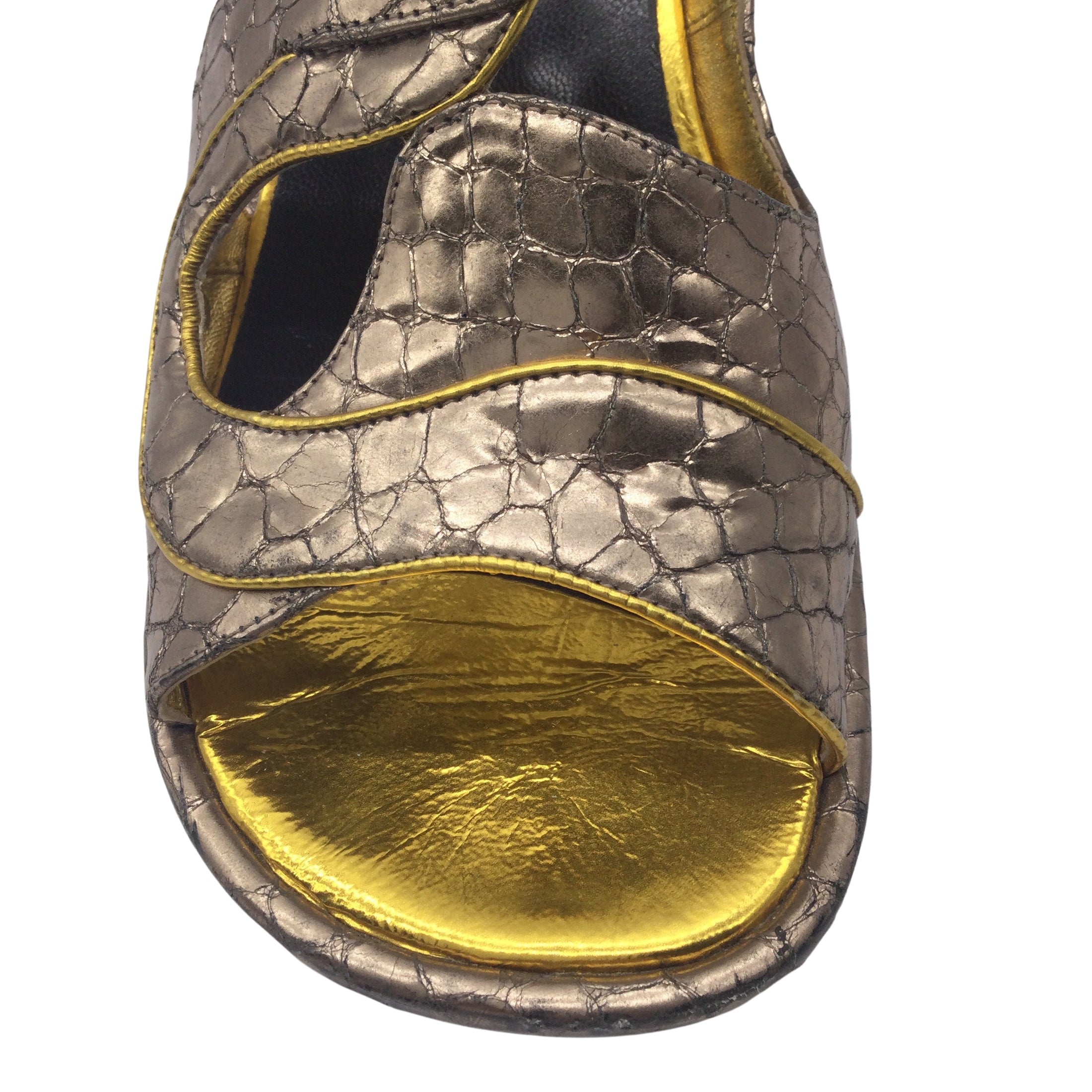 Dries van Noten Bronze Metallic Snakeskin Leather Sandals