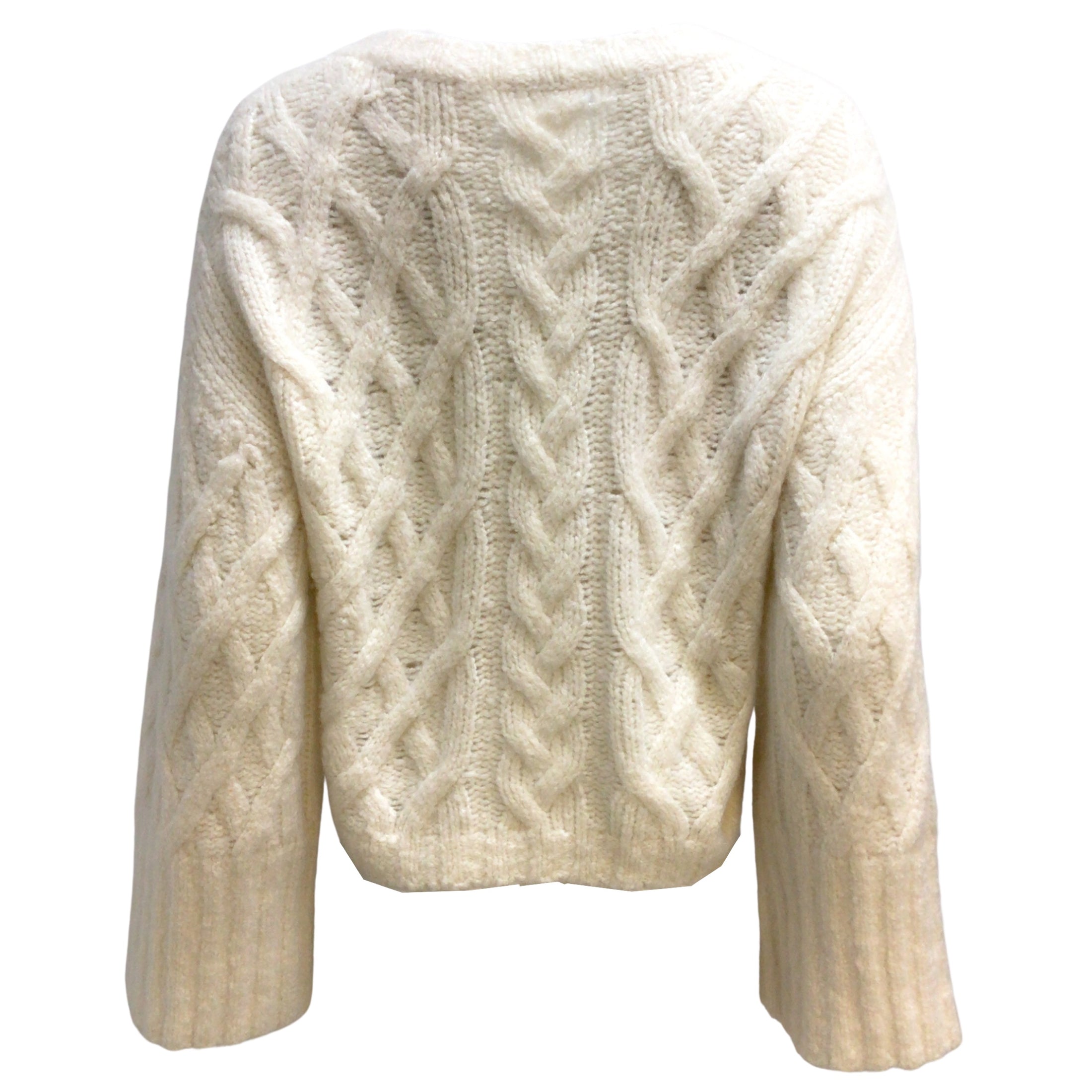 Brunello Cucinelli Cable Knit Wide Sleeved Cashmere Ivory Sweater