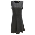 Load image into Gallery viewer, Brunello Cucinelli Charcoal Grey Sequined Sleeveless Cashmere and Silk Flared Work/Office Dress
