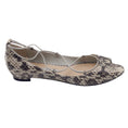 Load image into Gallery viewer, Manolo Blahnik Ivory / Brown Aneska Snakeskin Leather Lace-up Open-toe Flats

