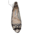 Load image into Gallery viewer, Manolo Blahnik Ivory / Brown Aneska Snakeskin Leather Lace-up Open-toe Flats
