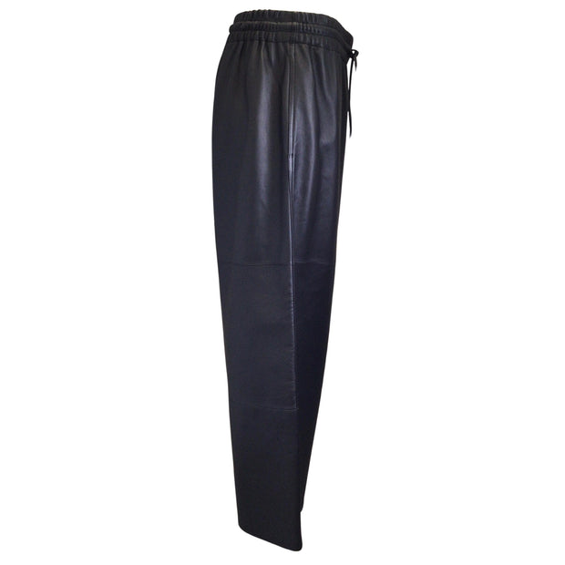 Co Black Culotte Cropped Lambskin Leather Elastic Waistband Pants