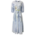 Load image into Gallery viewer, Cynthia Rowley Light Blue Papaver Poppy Tiered Cotton Puff Sleeve Casual Maxi Dress

