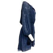 10 Crosby Derek Lam Blue Tassel Ties Long Sleeve Floral Burnout Casual Dress