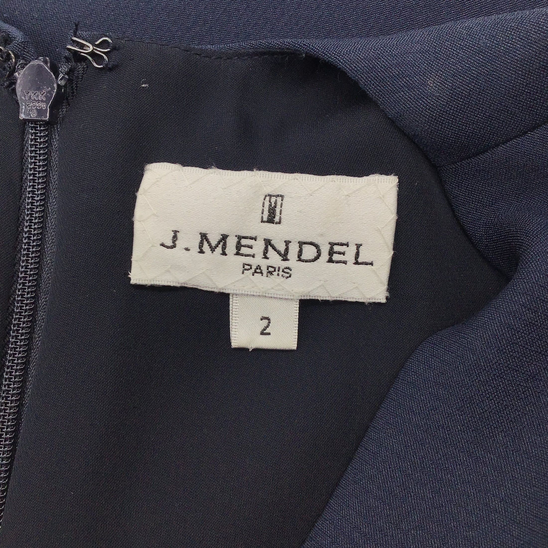 J. Mendel Navy Wool Silk Blend Draped Sleeveless Casual Dress