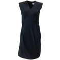 Load image into Gallery viewer, J. Mendel Navy Wool Silk Blend Draped Sleeveless Casual Dress
