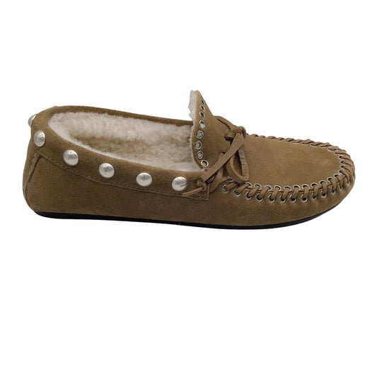 Isabel Marant Faomee Tan Shearling Lined Suede Leather Loafers in Taupe