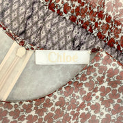 Chloe Navy / Rust Silk Floral Print Peplum Blouse
