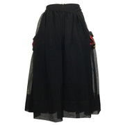 Simone Rocha Black Tulle with Red / Gold Brocade with Ruched Pockets Skirt