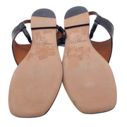 Rosetta Getty Black Croc Embossed Flat Leather Thong Sandals