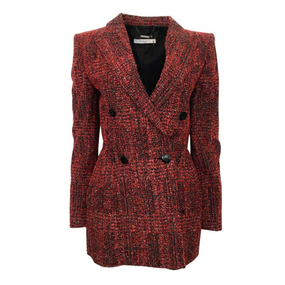 Givenchy Red / Black Tweed Double Breasted Blazer