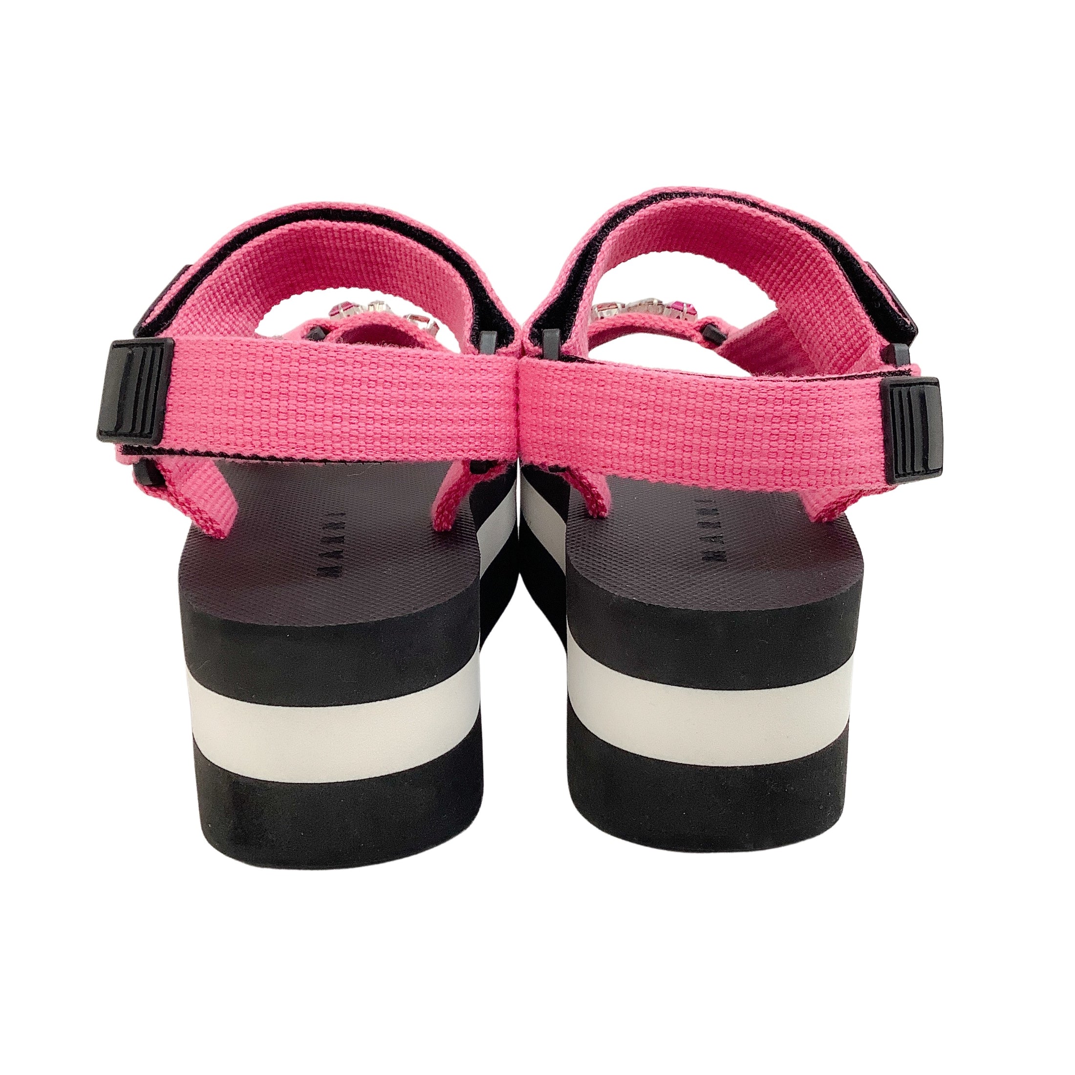 Marni Pink Camellia Crystal Embellished Platform Sandals