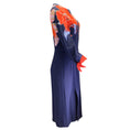Load image into Gallery viewer, Etro Navy Blue / Coral Floral Printed Long Sleeved Crepe Dress
