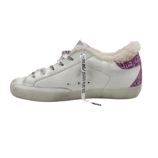 Golden Goose Deluxe Brand White Leather / Purple Glitter Superstar Classic Sneakers