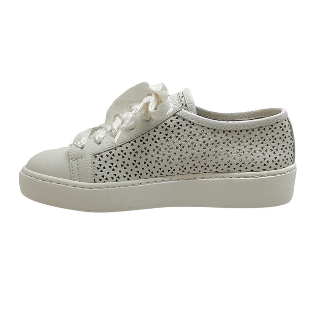Santoni White Leather Perforated Cleanic Sneakers