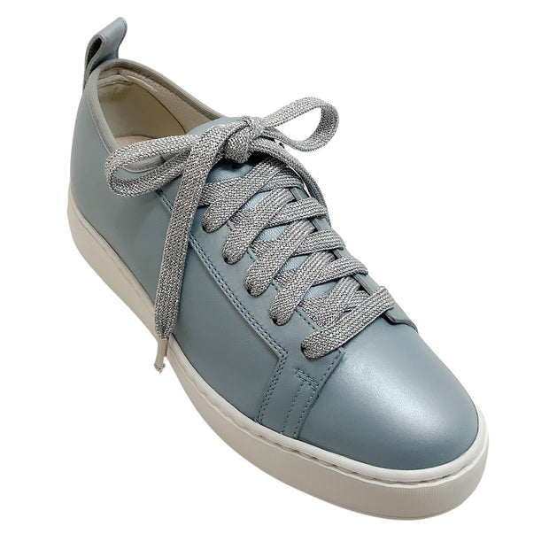 Santoni Blue Leather / Metallic Cleanic Sneakers