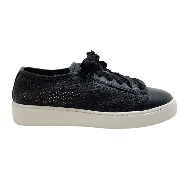 Santoni Black Leather Perforated Cleanic Sneakers