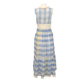 Load image into Gallery viewer, Pero Blue / White Gingham Sleeveless Maxi Dress with Lace
