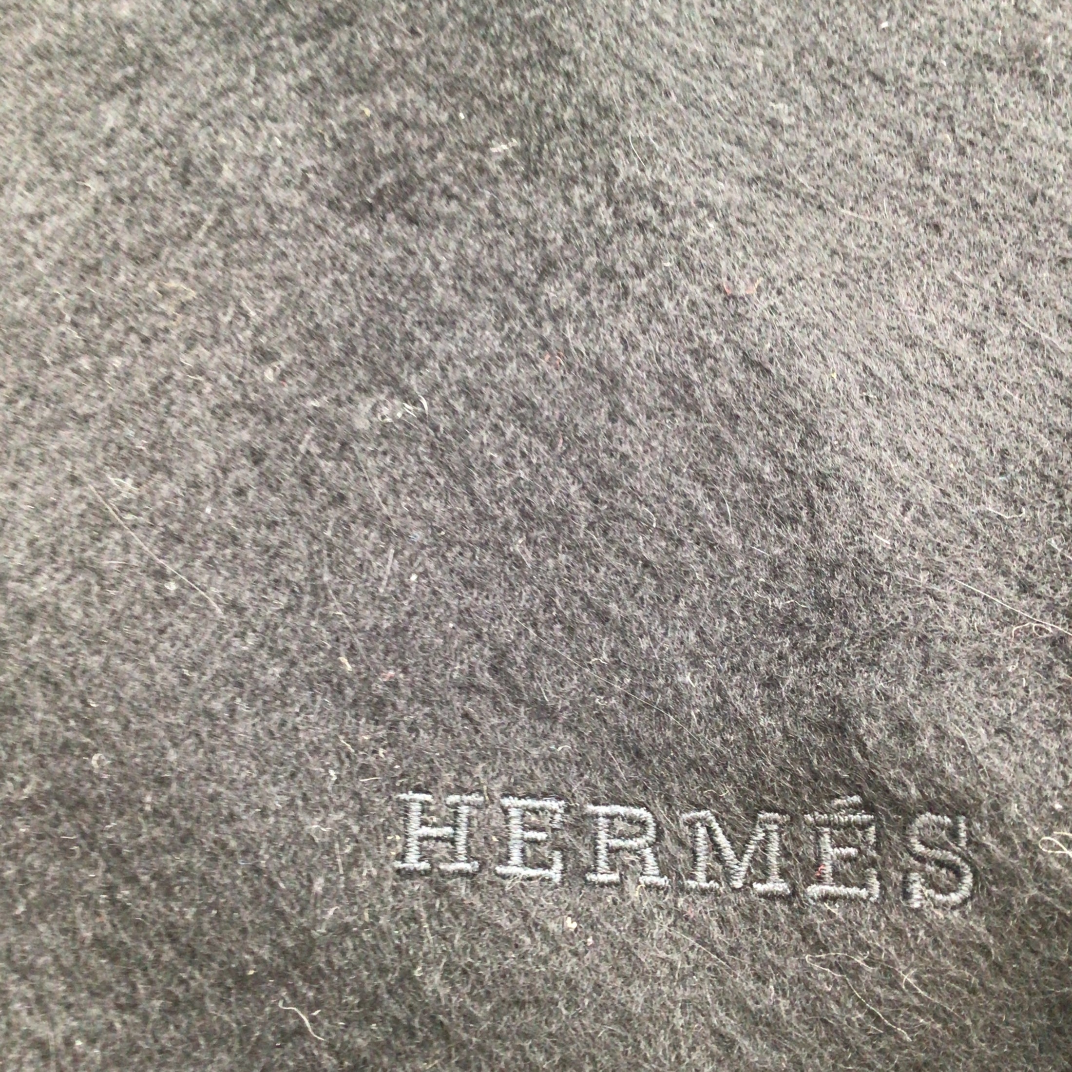 Hermès Black Fringed Cashmere Scarf/Wrap
