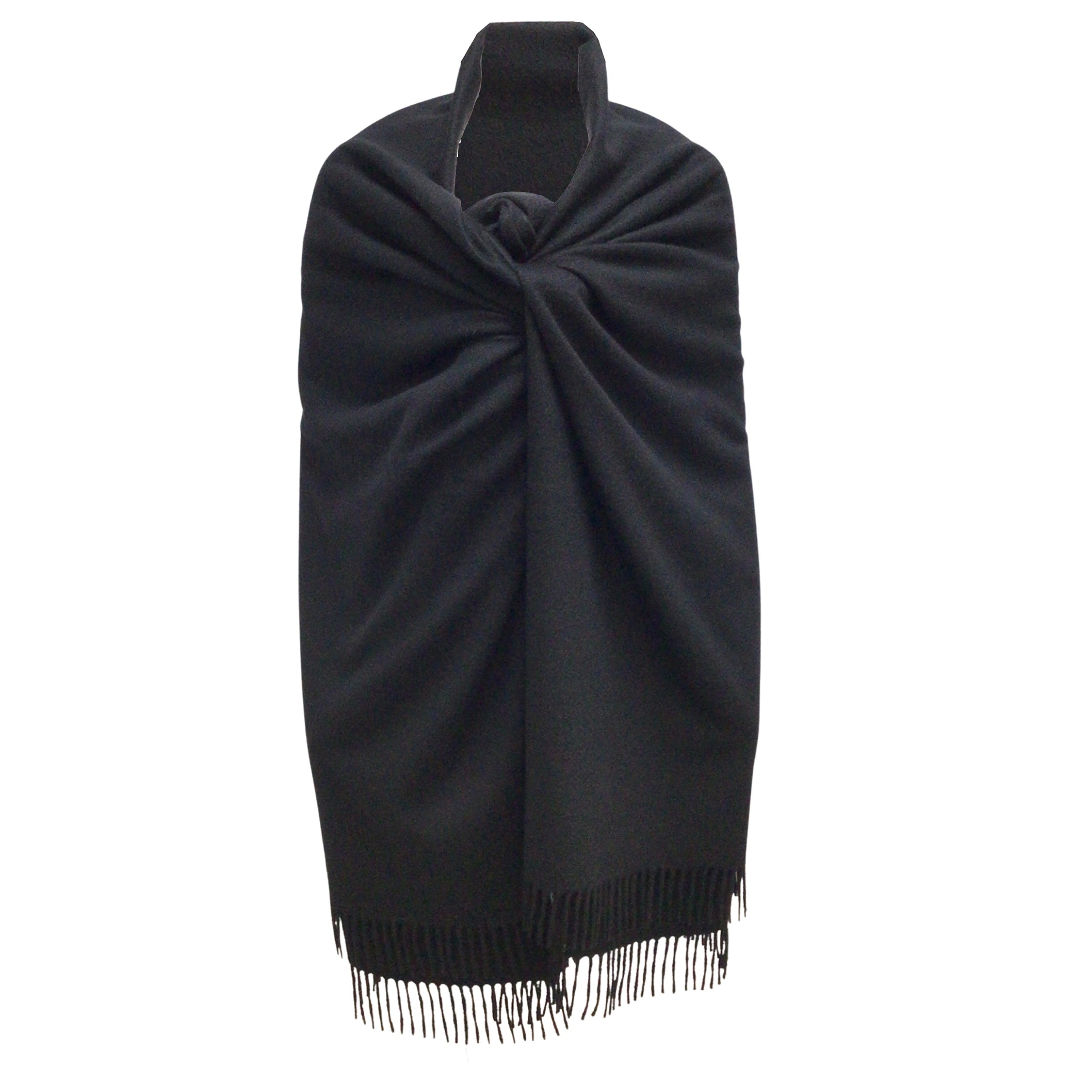Hermès Black Fringed Cashmere Scarf/Wrap