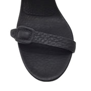 Pedro Garcia Black Ware Pebbled Leather Mid-heel Sandals