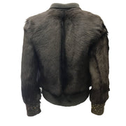 Chloé Brown Leather Fur and Cashmere Knit Jacket